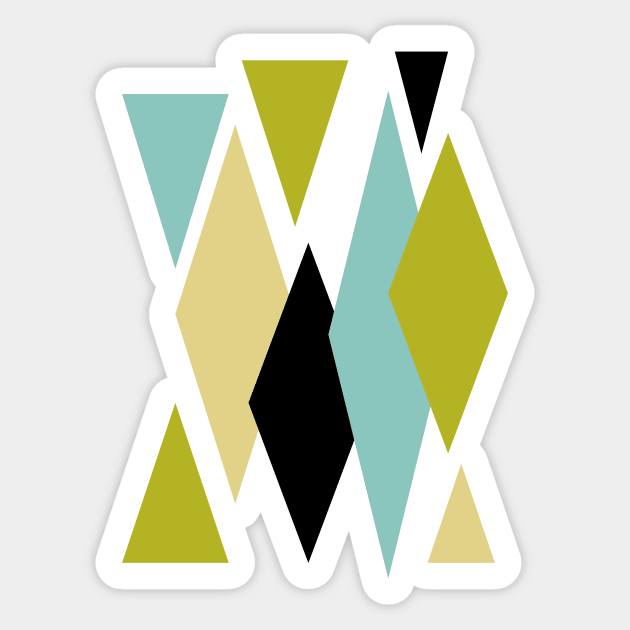 Blue Yellow Green Diamonds Triangles Retro Sticker by OrchardBerry